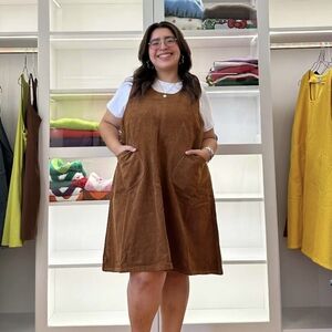 Shiny By Nature | 4X | Brown corduroy dress